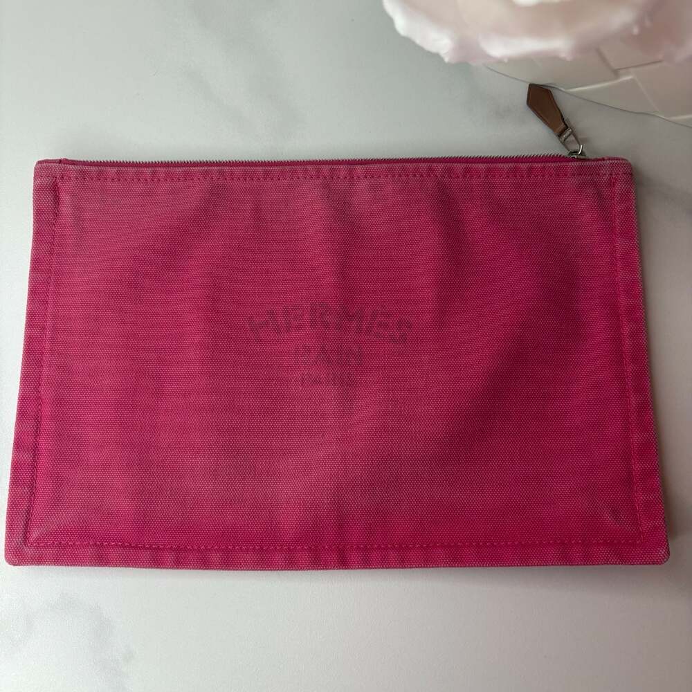 Hermes Yachting PM Canvas Pouch in Pink
